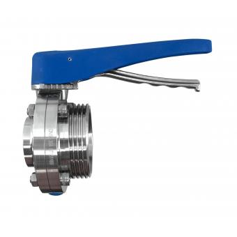 DIN DN 50 Едноклапанен санитарен кран тип Бътерфлай, Резба/Заварка (мулти-позиционна дръжка)